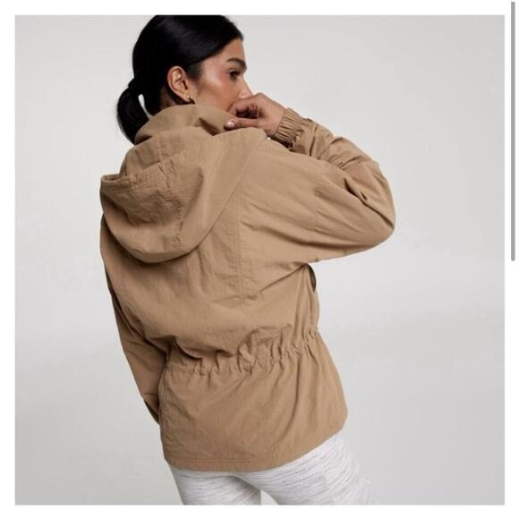 CALIA Hooded Windbreaker Womens L Tan Brown Pullover Anorak Water Repellent Spor - Picture 5 of 8